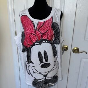 Disney White and Pink Minnie Mouse Muscle Tee